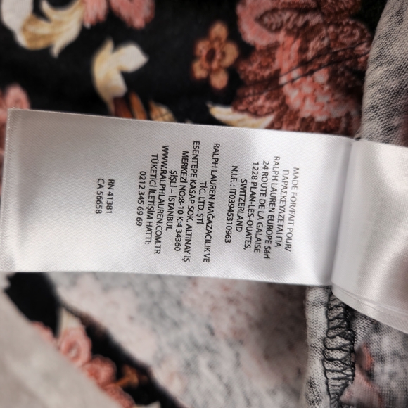 Lauren Ralph Lauren Top Floral Women’s Size XL Linen Blend Black Pink Ruffles - Picture 9 of 10